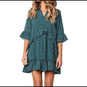 Amazon Dark green polka dot dress
